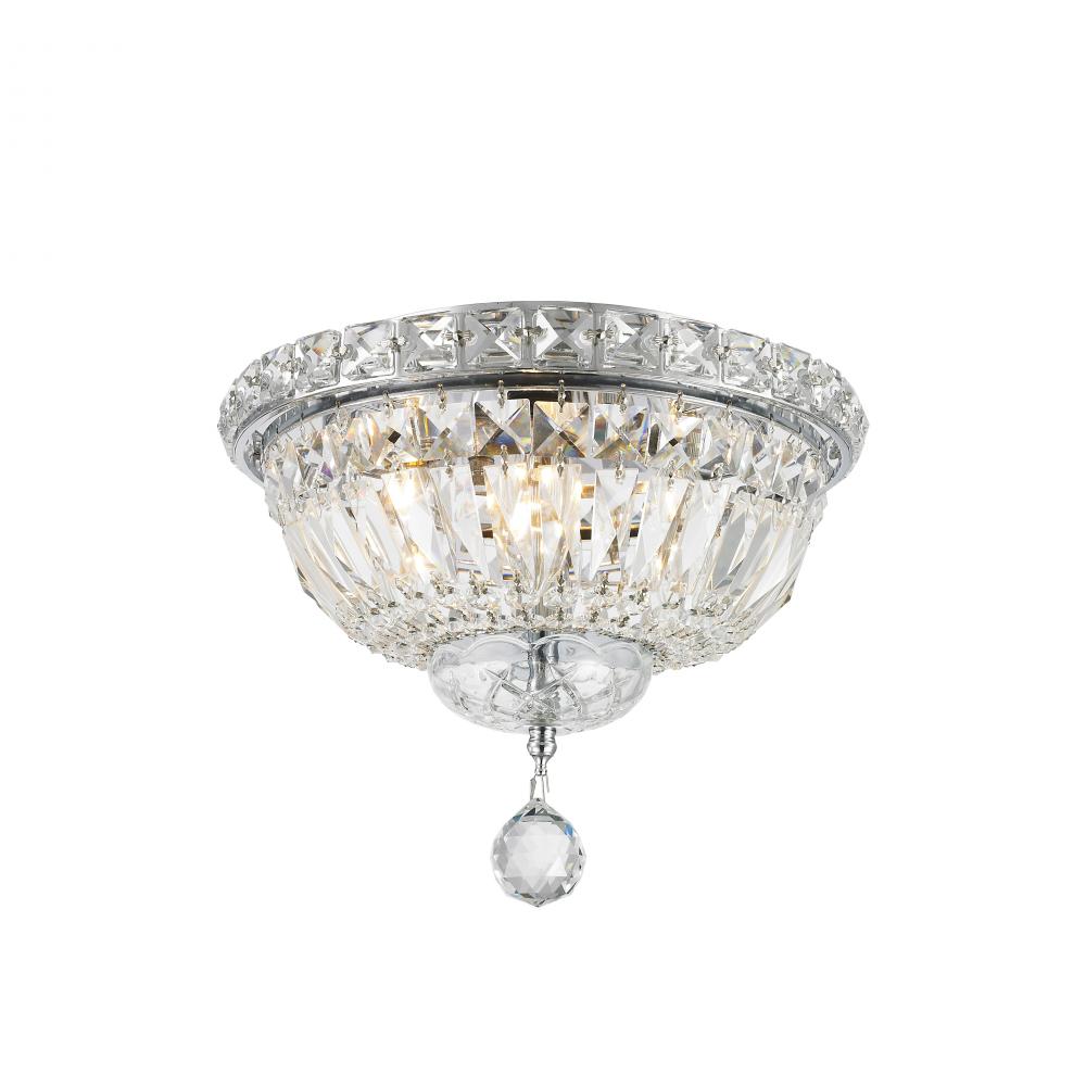 Empire 4-Light Chrome Finish and Clear Crystal Flush Mount Ceiling Light 10 in. Dia x 8 in. H Round 