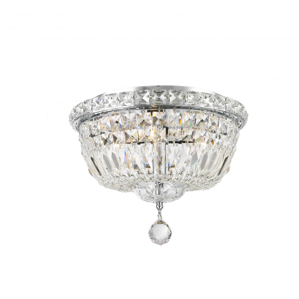 Empire 4-Light Chrome Finish and Clear Crystal Flush Mount Ceiling Light 12 in. Dia x 9 in. H Round 