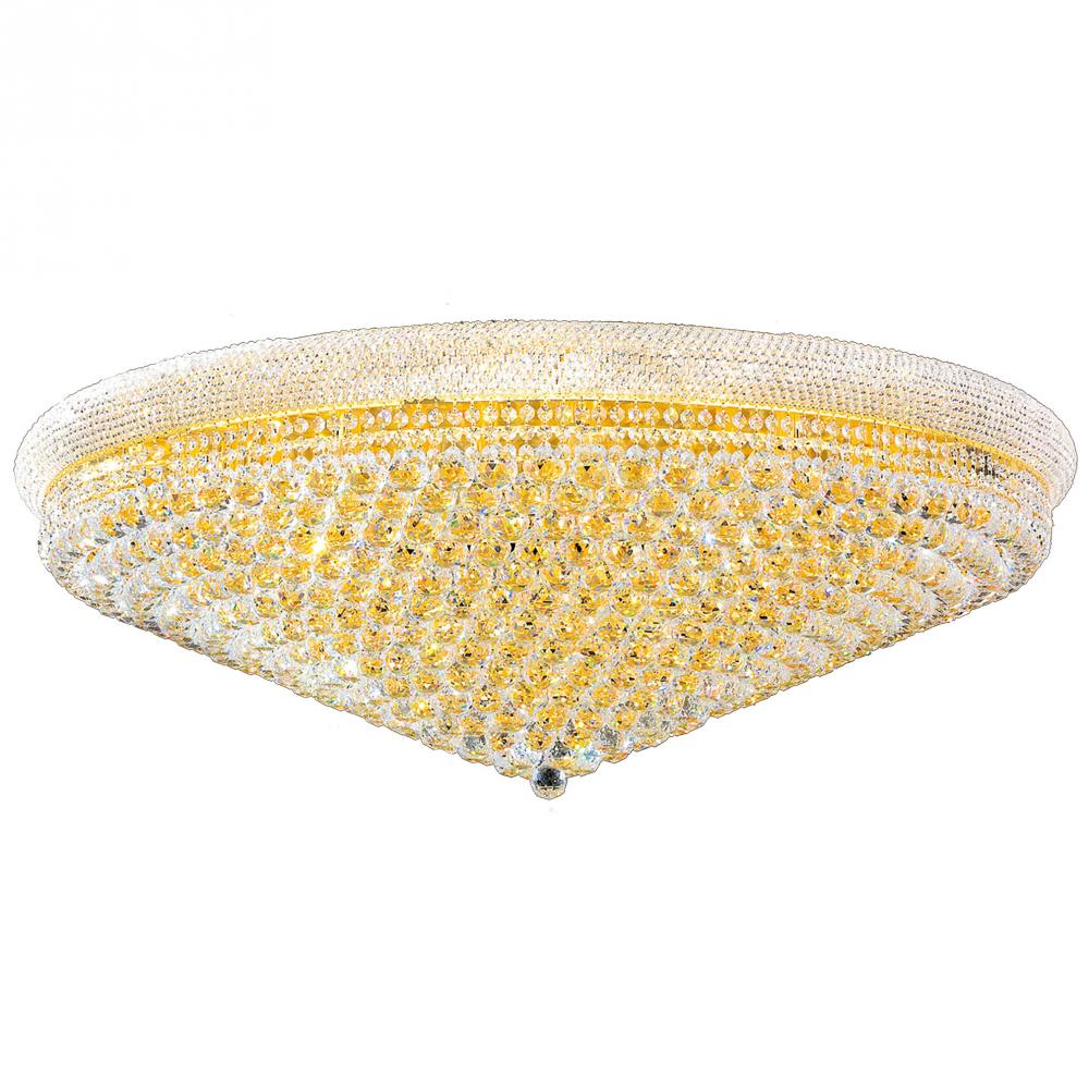 Empire 33-Light Gold Finish and Clear Crystal Flush Mount Ceiling Light 48 in. Dia x 16 in. H Extra