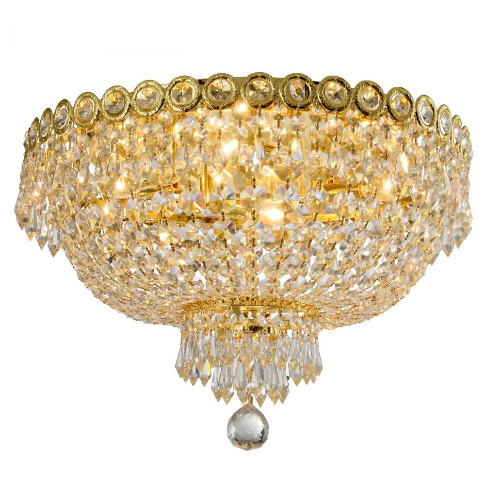 Empire Collection 4 Light Gold Finish and Clear Crystal Flush Mount Ceiling Light 18" d x 10"