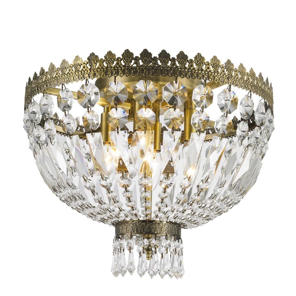 Metropolitan 4-Light Antique Bronze Finish Crystal Flush Mount Ceiling Light 16 in. Dia x 12 in. H R