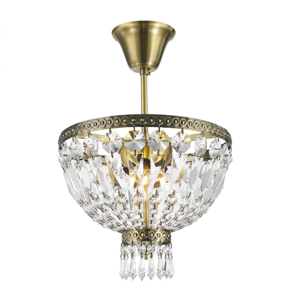 Metropolitan 3-Light Antique Bronze Finish Crystal Semi Flush Mount Ceiling Light 12' d x 14 in.