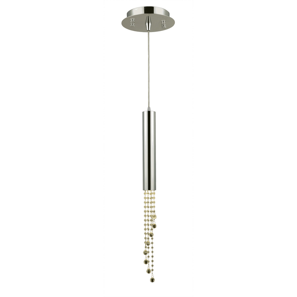 Metropolis Collection 1 Light Halogen Chrome Finish and Golden Teak Crystal Flush Mount 6" D x 2