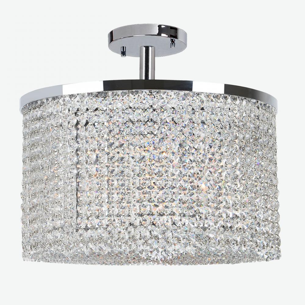 Prism Collection 9 Light Chrome Finish Crystal String Semi Flush Mount Ceiling Light 20" D x 10&