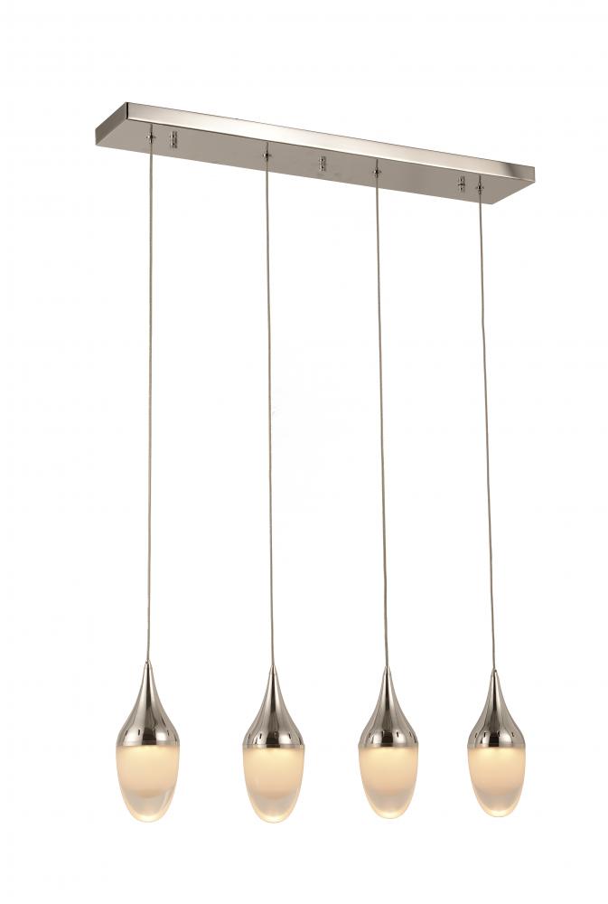 droplet 10-Watt Polished Chrome Finish Integrated LEd Clear Kitchen Island Linear Pendant Light 3000