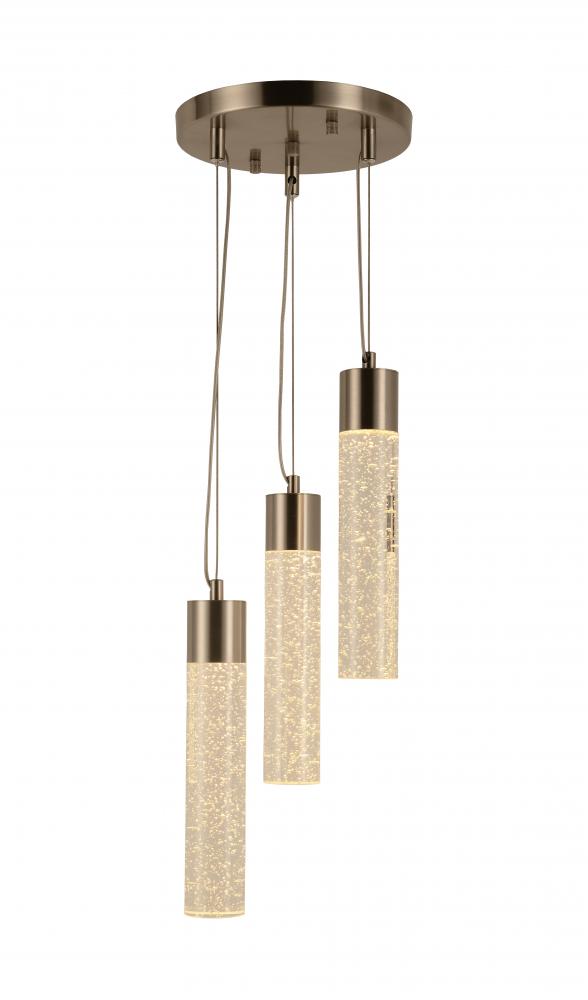 Sprite 18-Watt Matte Nickel Finish Integrated LEd Crystal and Glass Multi Light Pendant 3000K 10 in.