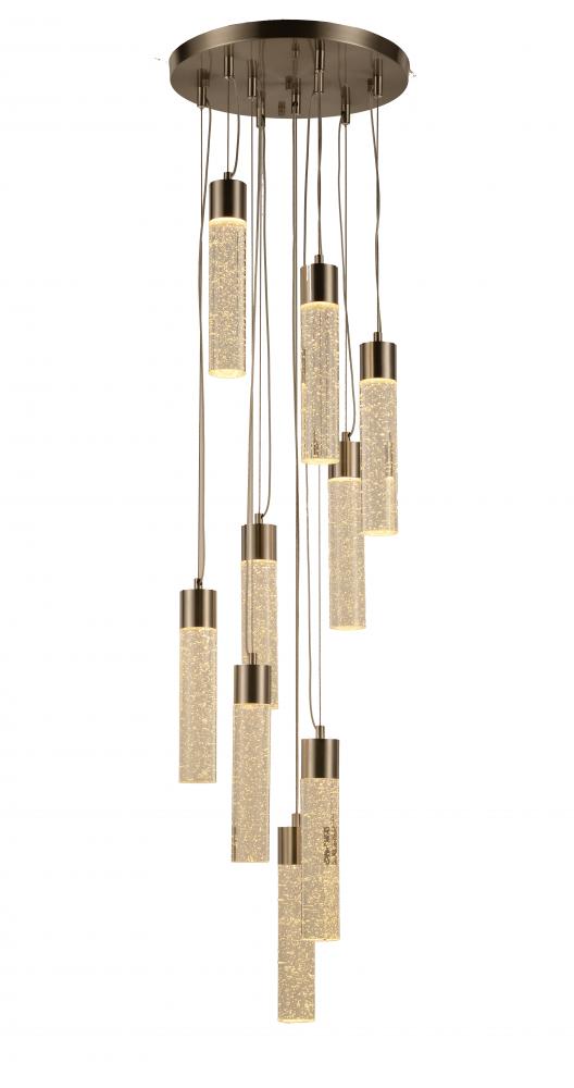 Sprite 54-Watt Matte Nickel Finish Integrated LEd Crystal and Glass Cascade Pendant Light 3000K 16 i