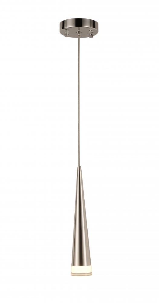 Pinnacle 4.5-Watt Polished Chrome Finish Integrated LEd Mini Pendant Cone Ceiling Light 3000K 4 in.