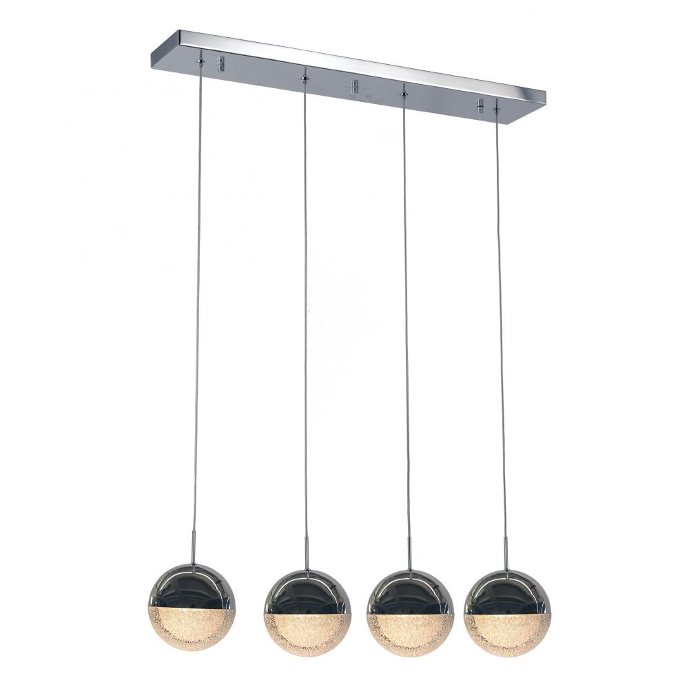 Phantasm 10-Watt Chrome Finish Integrated LEd Iced Opal Acrylic Kitchen Island Linear Pendant Light 