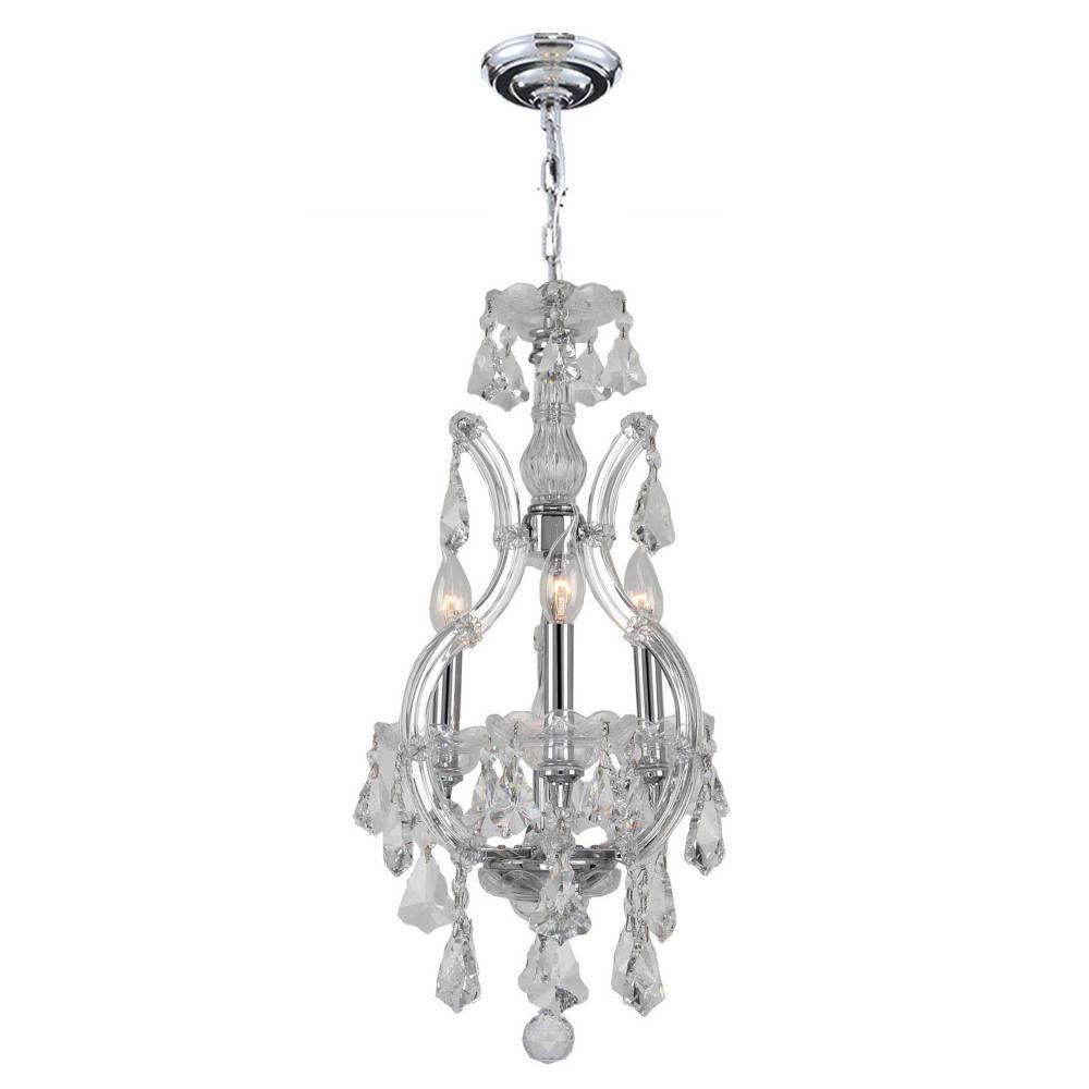 Maria Theresa 4-Light Chrome Finish and Clear Crystal Chandelier 12 in. Dia x 22 in. H Mini