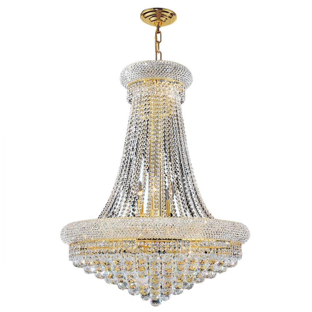 Empire 14-Light Gold Finish and Clear Crystal Chandelier 24 in. Dia x 32 in. H Large