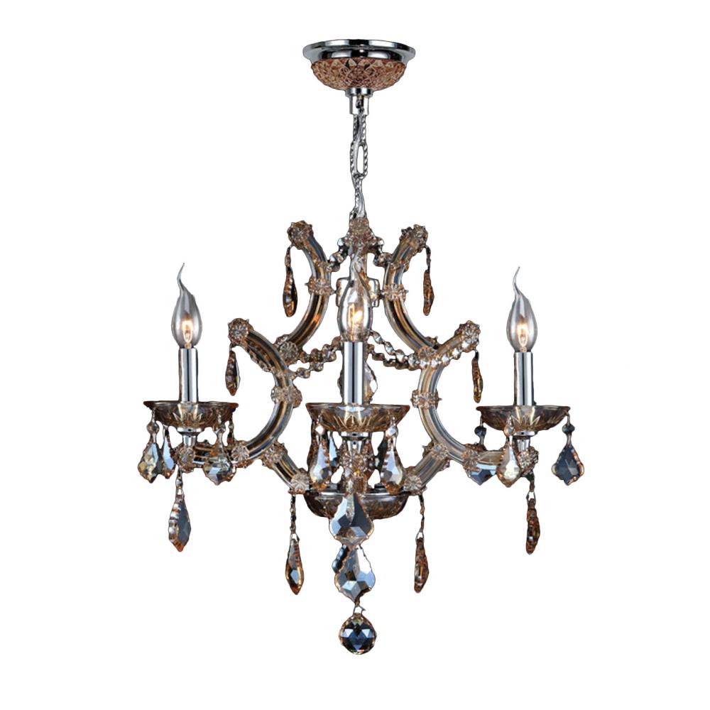 Lyre Collection 4 Light Chrome Finish and Amber Crystal Chandelier 19" D x 18" H Medium