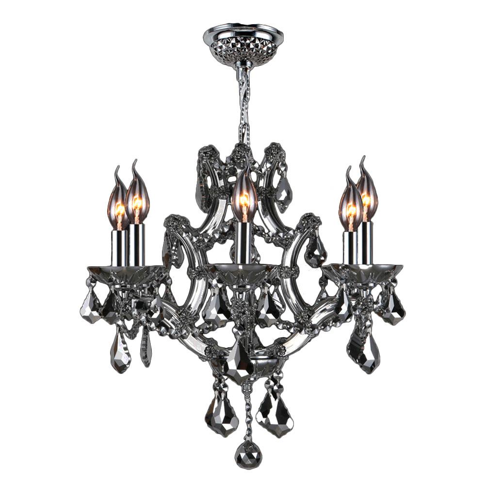 Lyre Collection 6 Light Chrome Finish and Chrome Crystal Chandelier 20" D x 19" H Medium