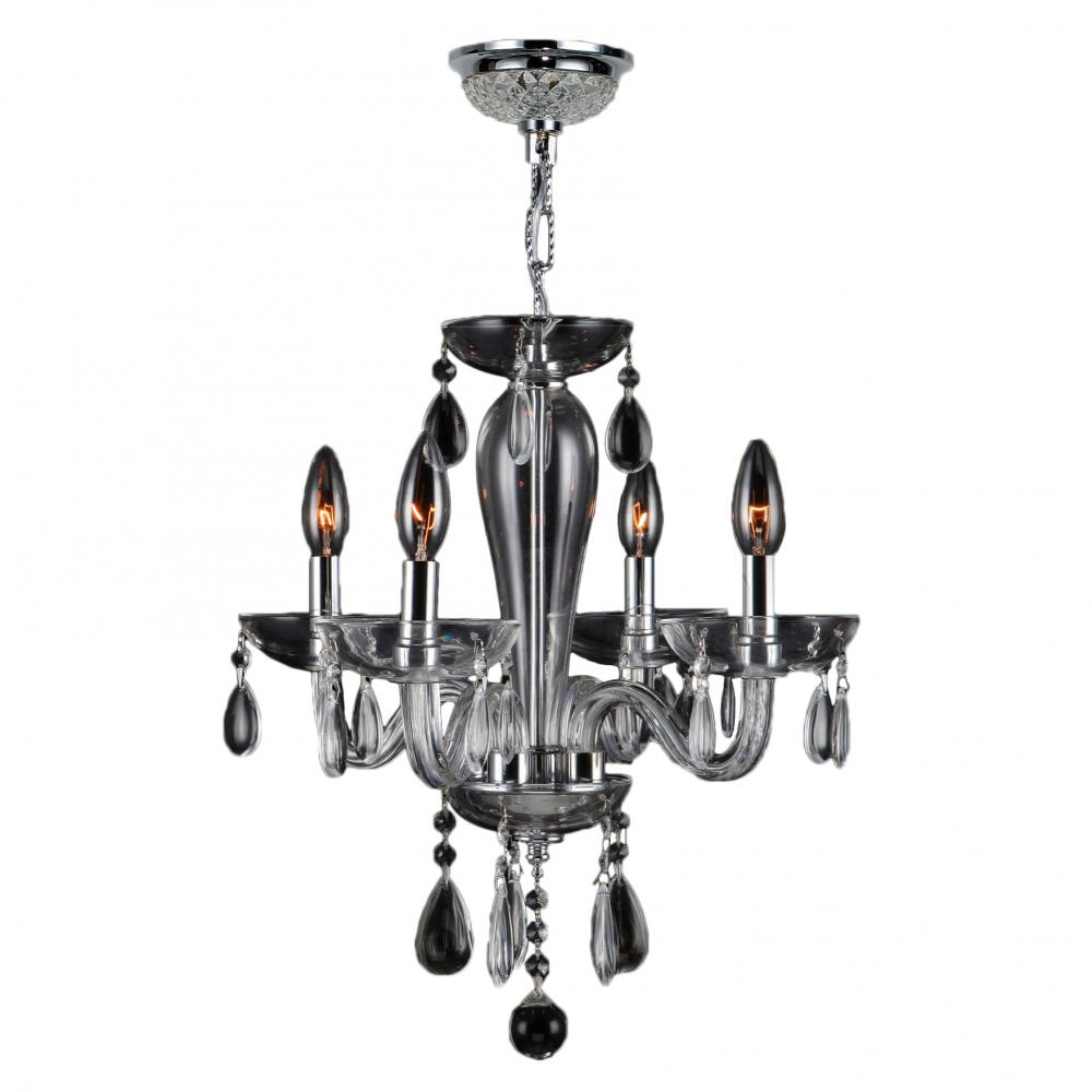 Gatsby 4-Light Chrome Finish and Clear Blown Glass Chandelier 16 in. Dia x 18 in. H Mini