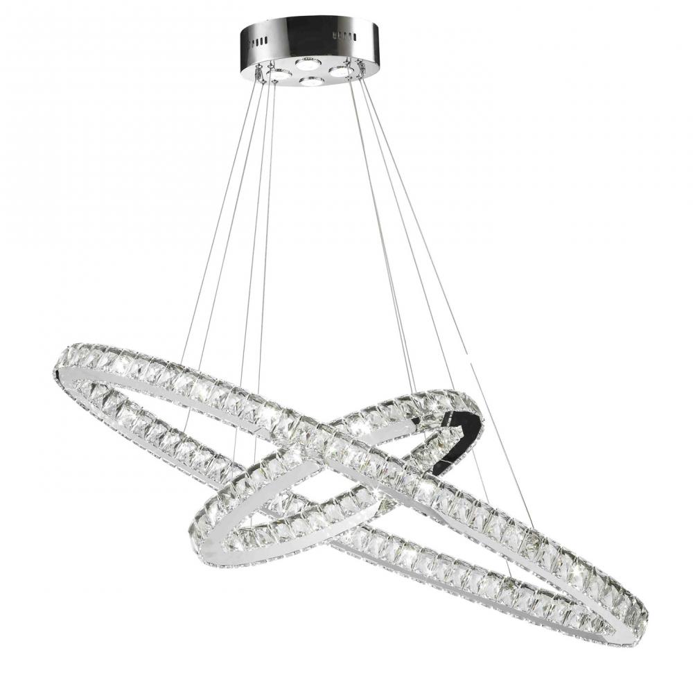 Galaxy 28 Integrated LEd Light Chrome Finish diamond Cut Crystal Constellation Ring Chandelier 6000K