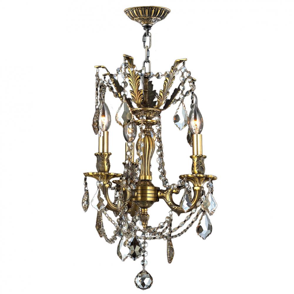 Windsor 3-Light Antique Bronze Finish and Golden Teak Crystal Mini Chandelier 13 in. Dia x 18 in. H