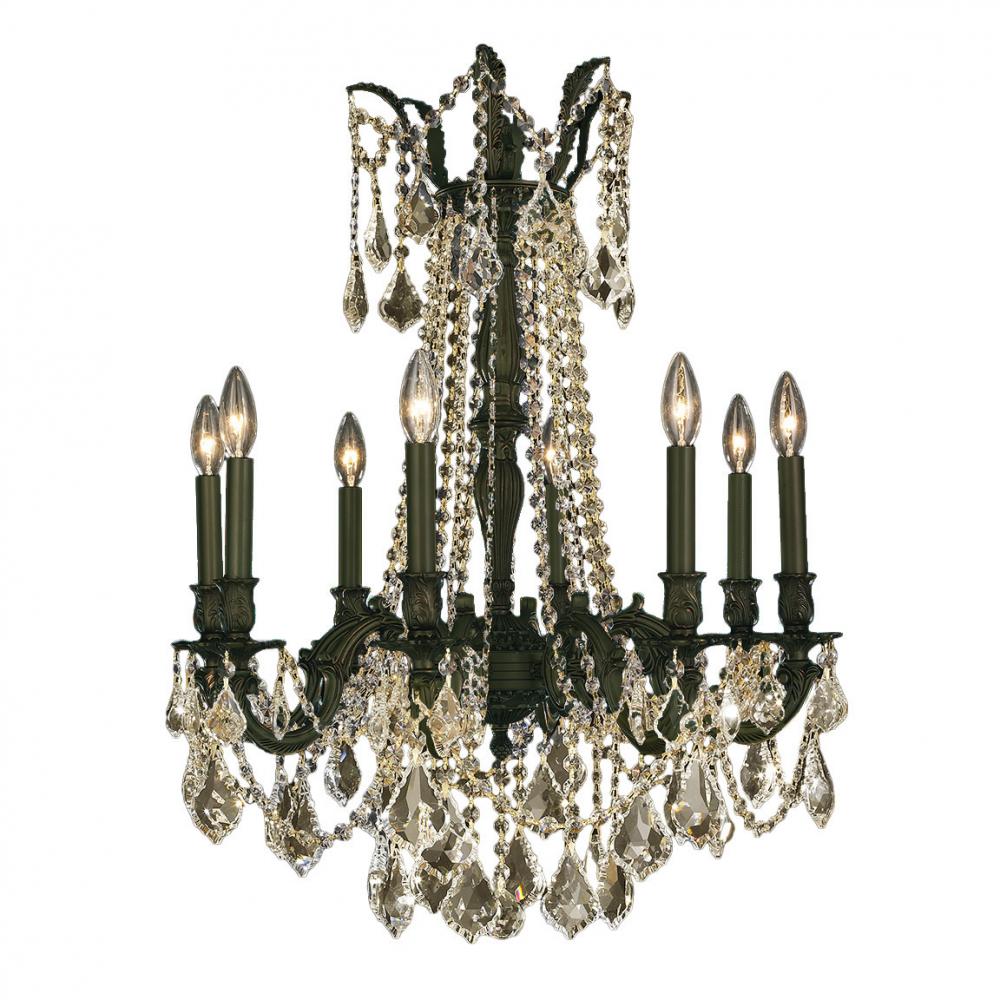 Windsor 8-Light dark Bronze Finish and Golden Teak Crystal Chandelier 24 in. Dia x 30 in. H Large