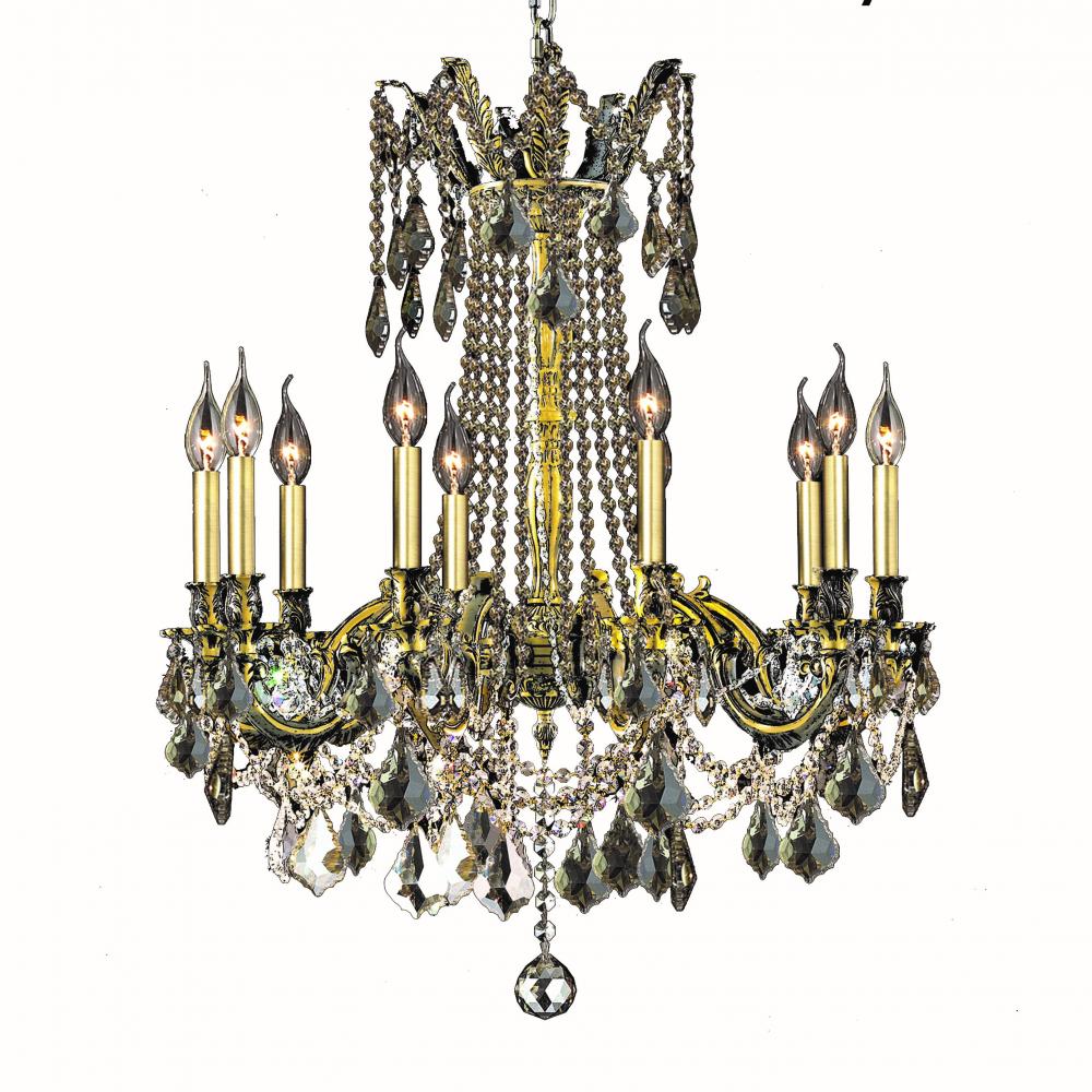 Windsor 10-Light Antique Bronze Finish and Golden Teak Crystal Chandelier 28 in. Dia x 31 in. H Larg