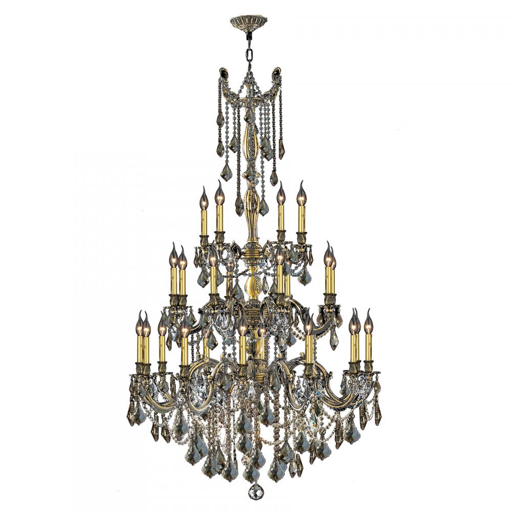 Windsor 25-Light Antique Bronze Finish and Golden Teak Crystal Chandelier 38 in. Dia x 62 in. H Thre