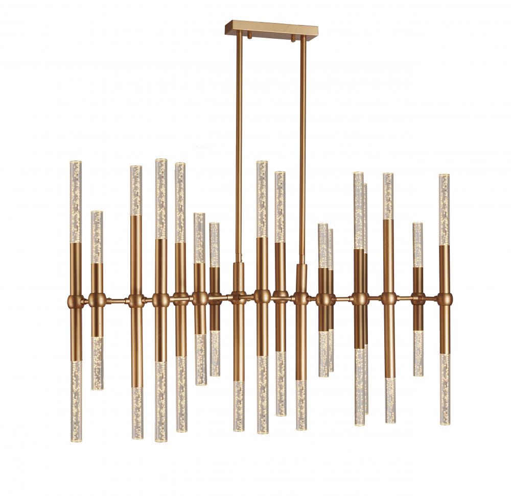 Sidney 102-Watt Matte Gold Finish Integrated LEd Linear Chandelier 5000K 41 in. L x 14 in. W x 28 in