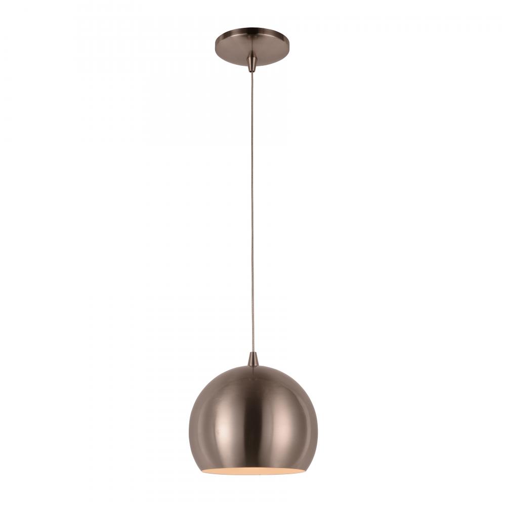 Monroe 6-Watt Brushed Nickel Finish Integrated LEd Mini Pendant Light 3000K 8 in. Dia x 96 in. H