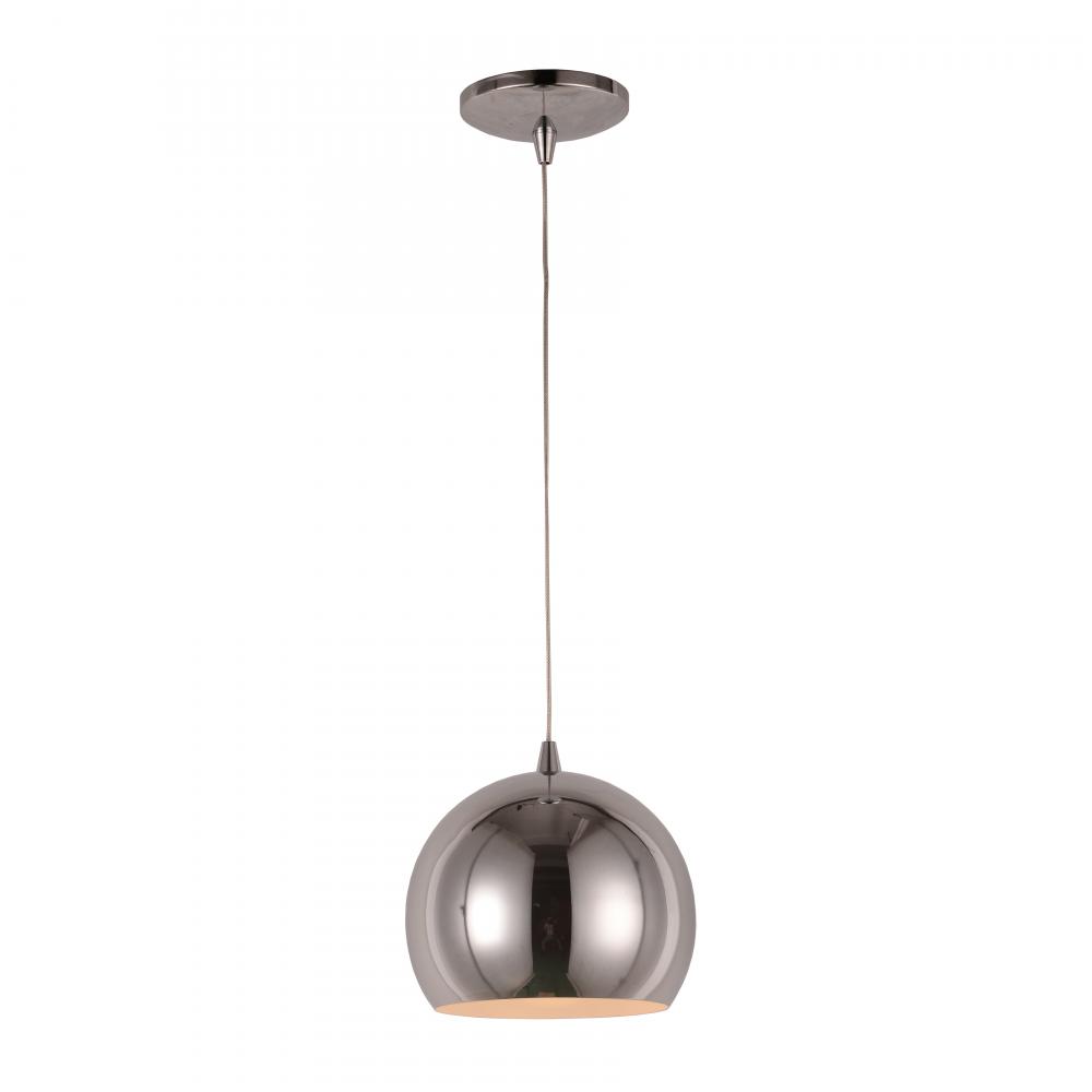 Monroe 6-Watt Chrome Finish Integrated LEd Mini Pendant Light 3000K 8 in. Dia x 96 in. H