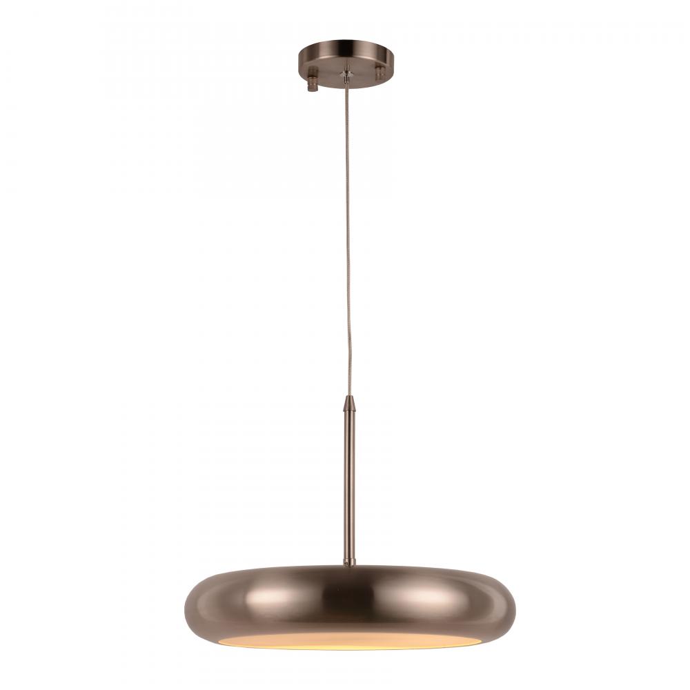 Madison 18-Watt Brushed Nickel Finish Integrated LEd disc Pendant Light 3000K 14 in. Dia x 96 in. H