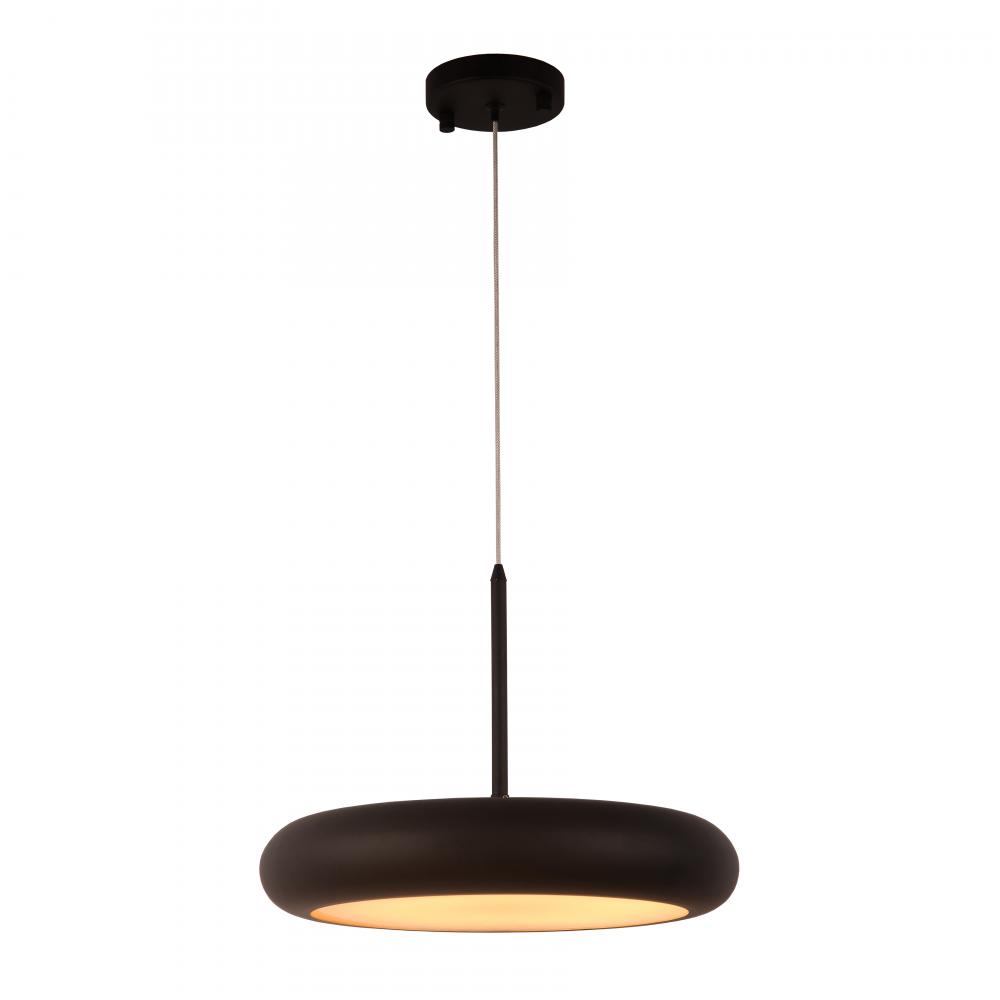 Madison 18-Watt Matte Black Finish Integrated LEd disc Pendant Light 3000K 14 in. Dia x 96 in. H Sma