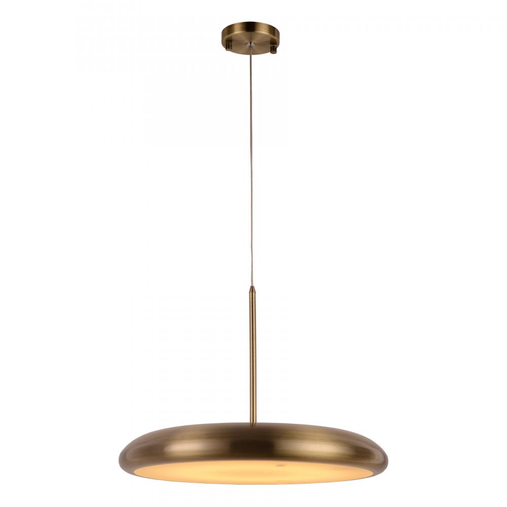 Madison 24-Watt Antique Bronze Finish Integrated LEd disc Pendant Light 3000K 18 in. Dia x 96 in. H 