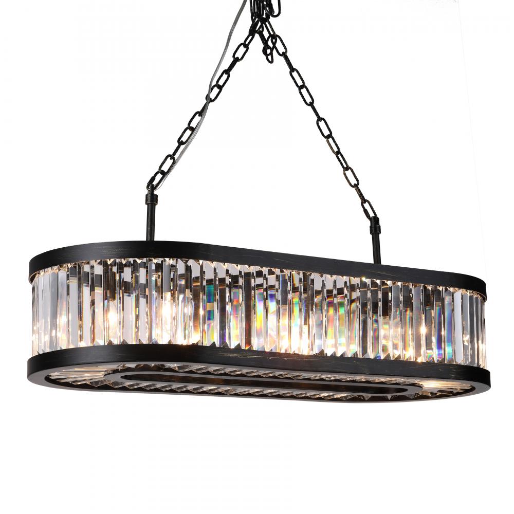 Richmond 8-Light Antique Bronze Finish Oblong Crystal Chandelier 37 in. L x  17 in. W x 78 in. H Lar