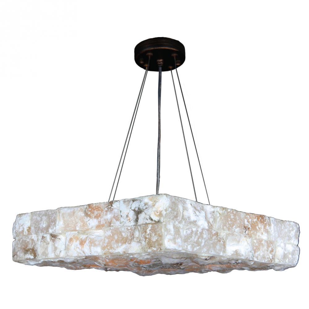 Pompeii Collection 5 Light Flemish Brass Finish and Natural Quartz Square Pendant 18" L x 18"