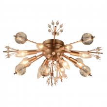 Worldwide Lighting Corp W33111MG20 - Starburst 10-Light Matte Gold Finish Crystal Sputnik Flush Mount Ceiling Light d20 in. x H8 in. Larg