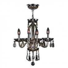 Worldwide Lighting Corp W83126C16-GT - Gatsby Collection 4 Light Chrome Finish and Golden Teak Blown Glass Chandelier 16" D x 18" H