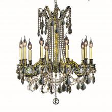 Worldwide Lighting Corp W83308BP28-GT - Windsor 10-Light Antique Bronze Finish and Golden Teak Crystal Chandelier 28 in. Dia x 31 in. H Larg