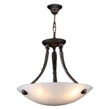 Worldwide Lighting Corp W83808F16 - Pompeii Collection 4 Light Flemish Brass Finish and Natural Quartz Bowl Pendant 16" D x 18"