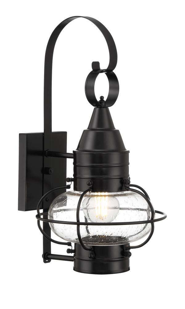 Classic Onion Outdoor Wall Light - Black with Seeded Glass