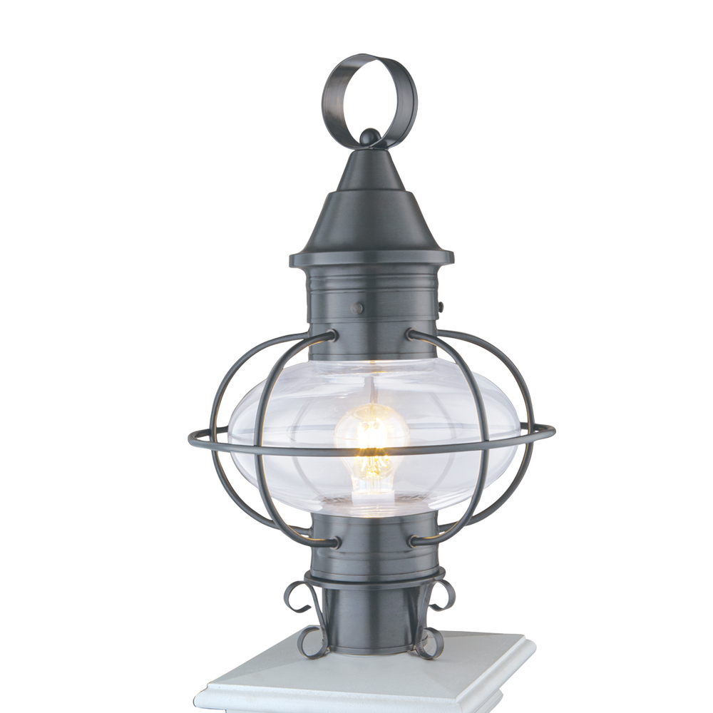 Classic Onion Outdoor Post Lantern - Gun Metal With Clear Glass