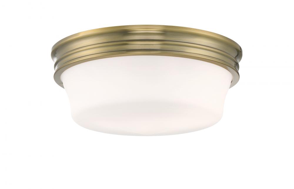 Galen Glass Flush Mount Ceiling Light - Antique Brass