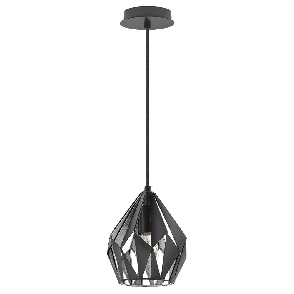 1 LT Geometric Pendant With A Black Outer Finish & Silver Interior Finish 60W A19