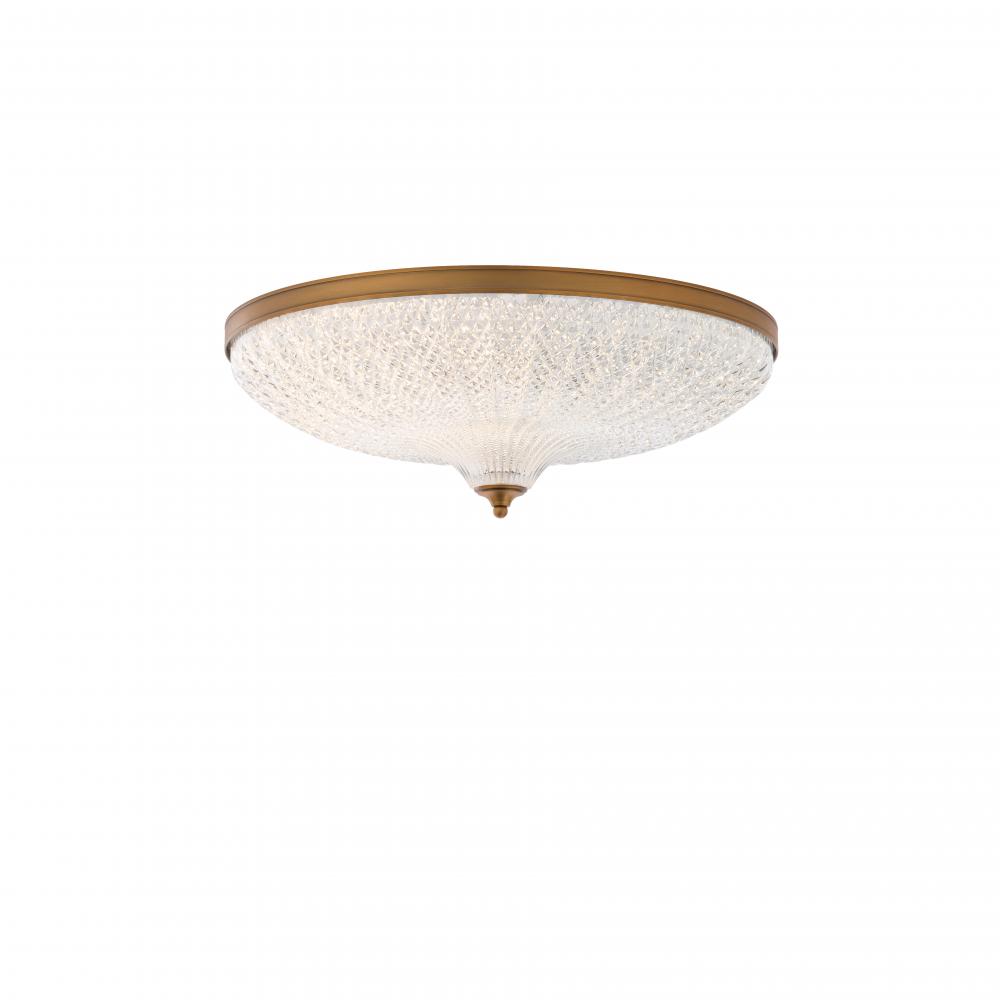 Roma 20in LED 3000K/3500K/4000K 120V-277V Flush Mount in Antique Nickel with Clear Optic Crystal