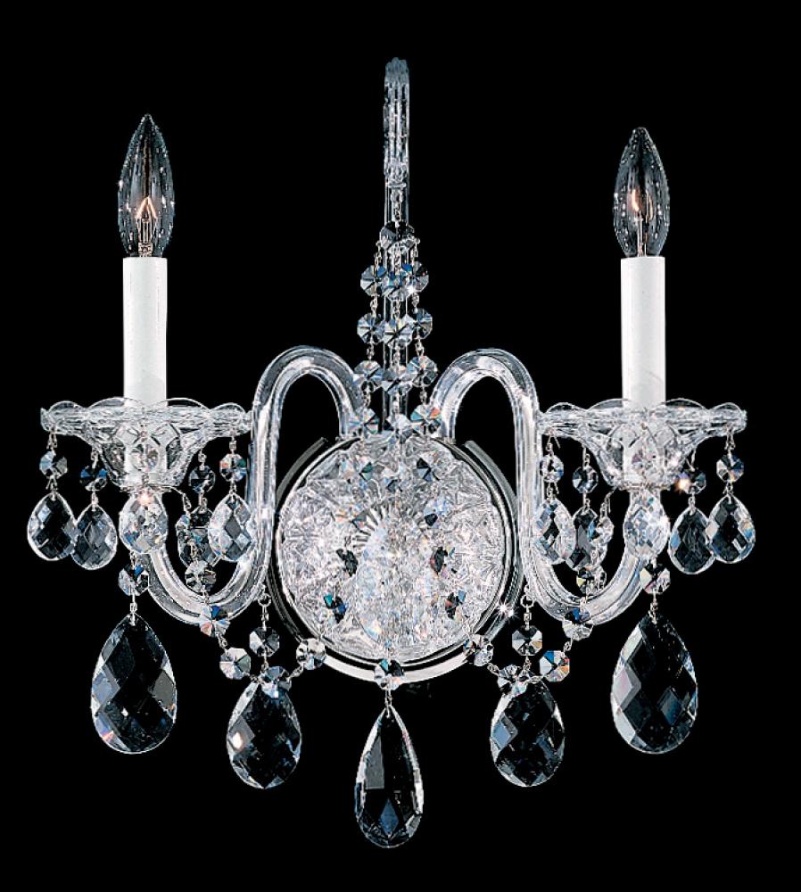 Sterling 2 Light 110V Wall Sconce in Silver with Clear Crystals From Swarovski®