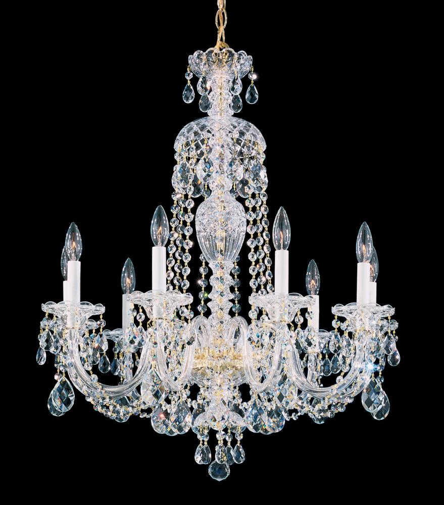 Sterling 9 Light 110V Chandelier in Silver with Clear Crystals From Swarovski®