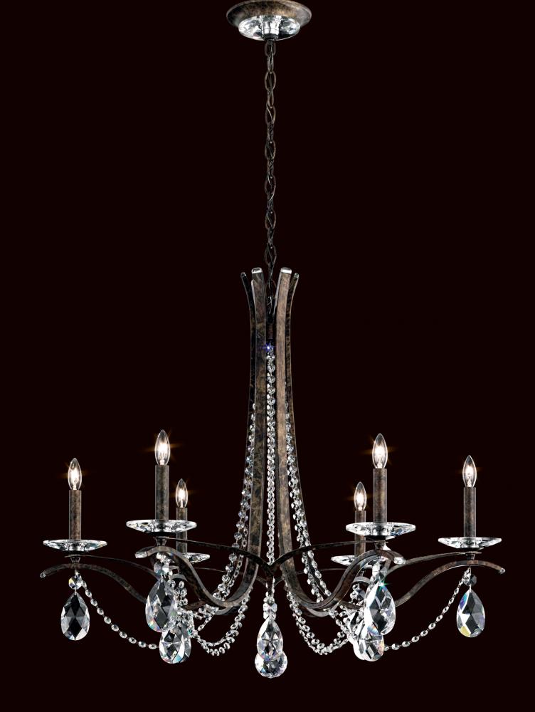 Vesca 6 Light 120V Chandelier in Black with Clear Heritage Handcut Crystal