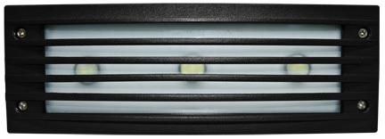 CAST ALUM LOUVERED STEP LIGHT 9W LED BOARD 3 LEDS 64K 12V