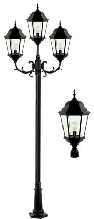 Dabmar GM2303-B - 3 LIGHT POST TOP FIX W/ CLEAR GLASS INCAND 120V