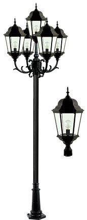 Dabmar GM2305-LED20-B - 5 LIGHT POST TOP FIX W/ CLEAR GLASS LED 20W 85-265V