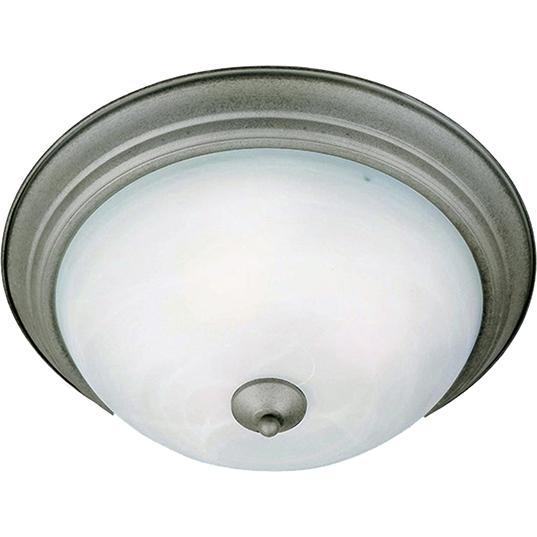 Three Light Pewter Marble Glass Bowl Flush Mount