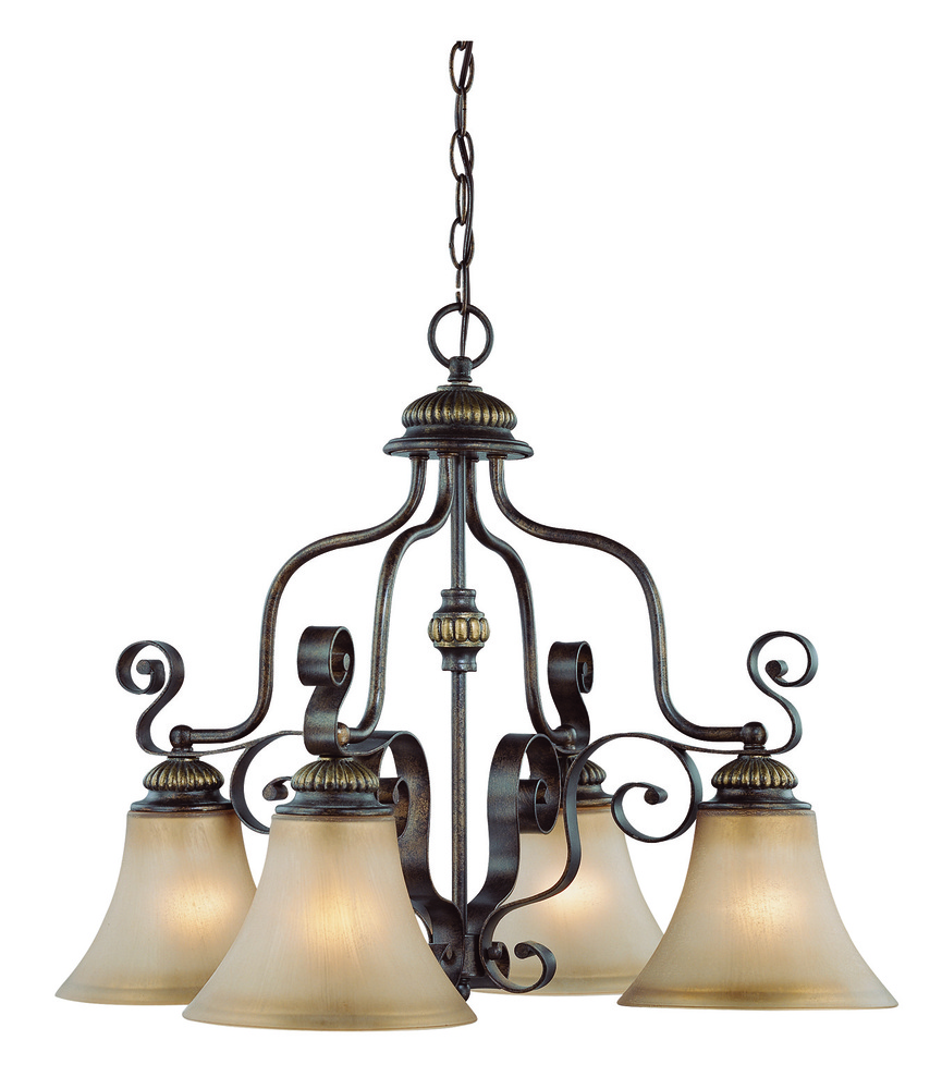 Kingsley 4 Light Down Chandelier in Century Bronze