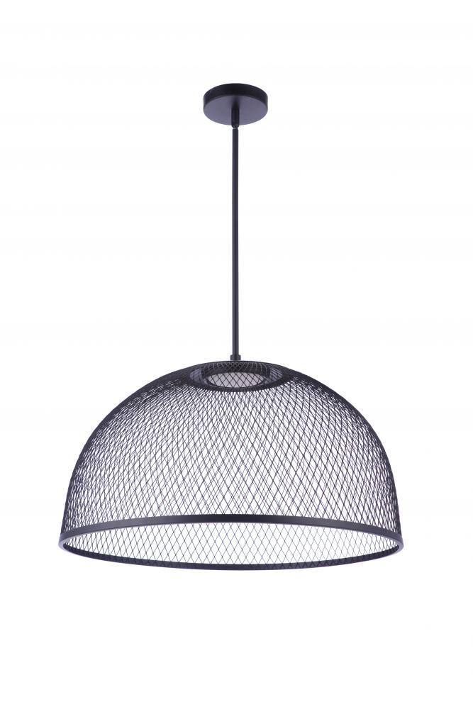 24.25â€ Diameter Sculptural Statement Metal Mesh Dome Pendant in Flat Black