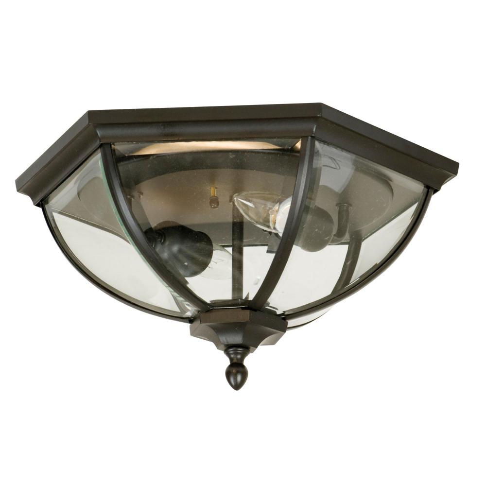 Britannia 2 Light Outdoor Flushmount in Oiled Bronze Outdoor